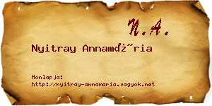 Nyitray Annamária névjegykártya