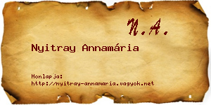Nyitray Annamária névjegykártya